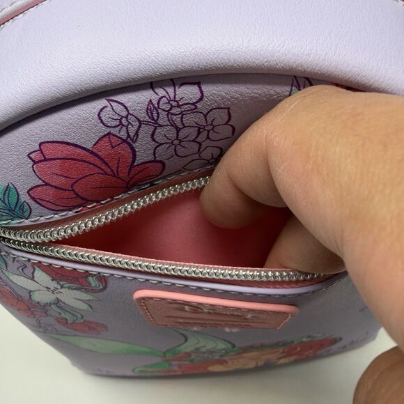 Disney Loungefly Ariel Daydreamin Mini Backpack Purple Pink Floral Princess NWT main image 7
